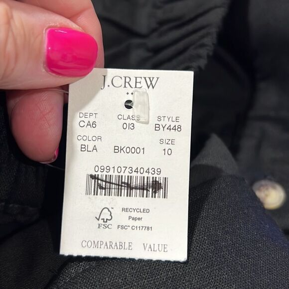 J. Crew Factory Elastic-back linen-blend pleated short in black NWT - Picture 10 of 14